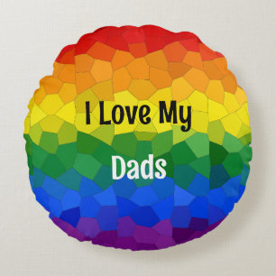 I Love My Dads LGBTQ Rainbow Throw Pillow