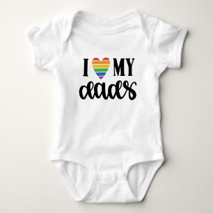 I Love My Dads Rainbow Heart Baby Bodysuit
