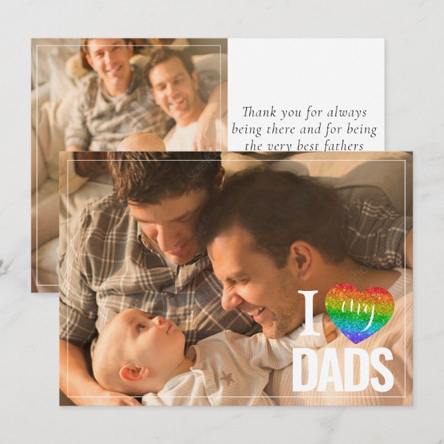 I Love My Dads | Rainbow Heart Fathers Day Card (Front/Back)
