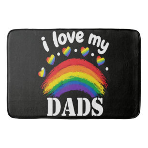 I Love My Dads Rainbow Pride Bath Mat