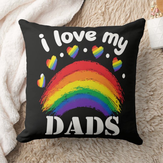 I Love My Dads Rainbow Pride Cushion (Blanket)