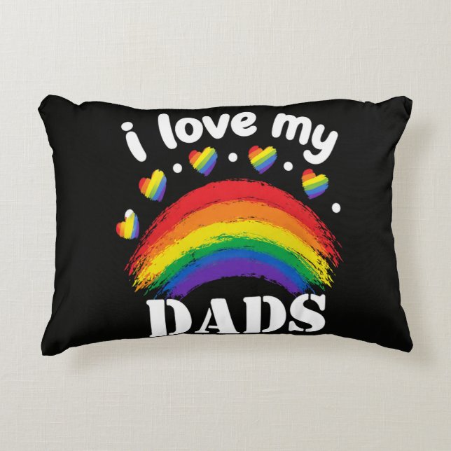 I Love My Dads Rainbow Pride Decorative Cushion (Front)