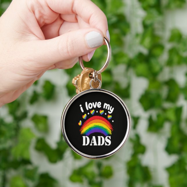 I Love My Dads Rainbow Pride Key Ring (Hand)