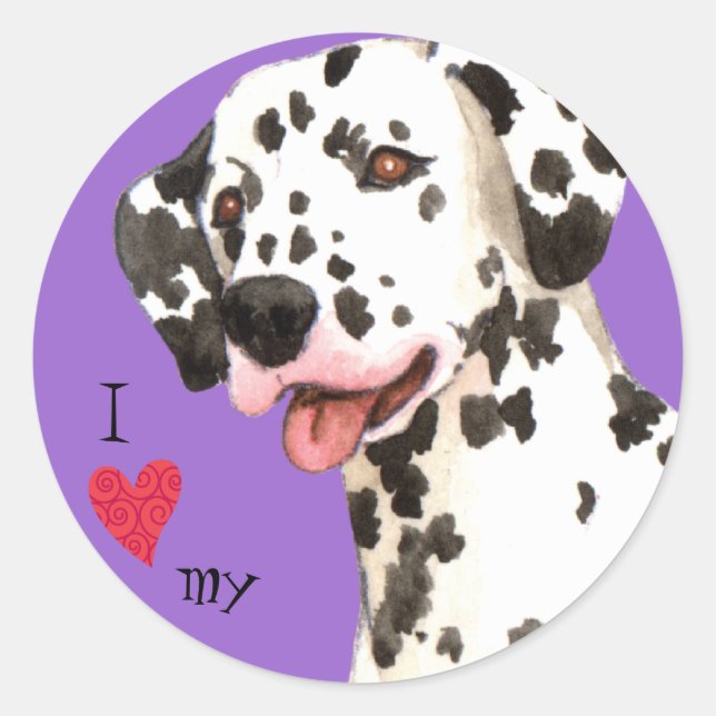 I Love my Dalmatian Classic Round Sticker (Front)