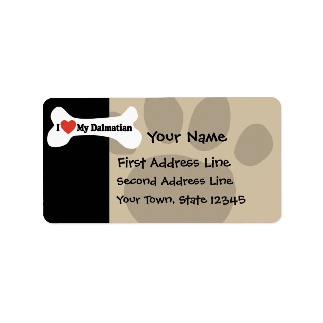 I Love My Dalmatian - Dog Bone Label (Front)
