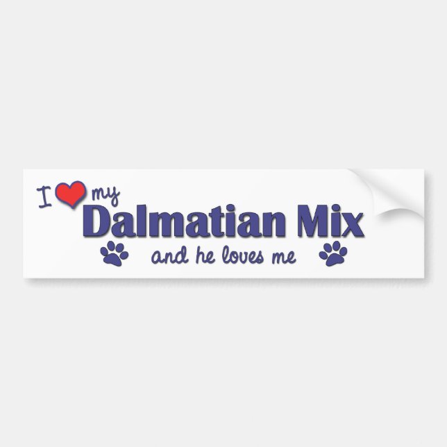 I Love My Dalmatian Mix (Male Dog) Bumper Sticker (Front)