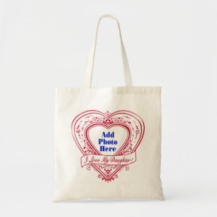 I Love My Daughter! Photo Red Hearts Tote Bag