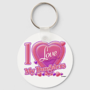 I Love My Daughters pink/purple - heart Key Ring