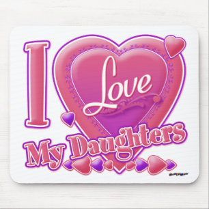 I Love My Daughters pink/purple - heart Mouse Pad