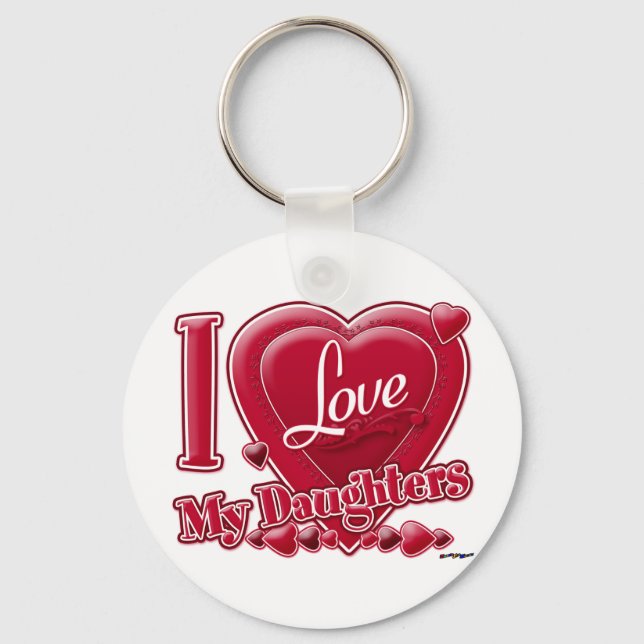 I Love My Daughters red - heart Key Ring (Front)