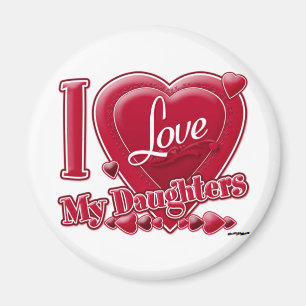 I Love My Daughters red - heart Magnet