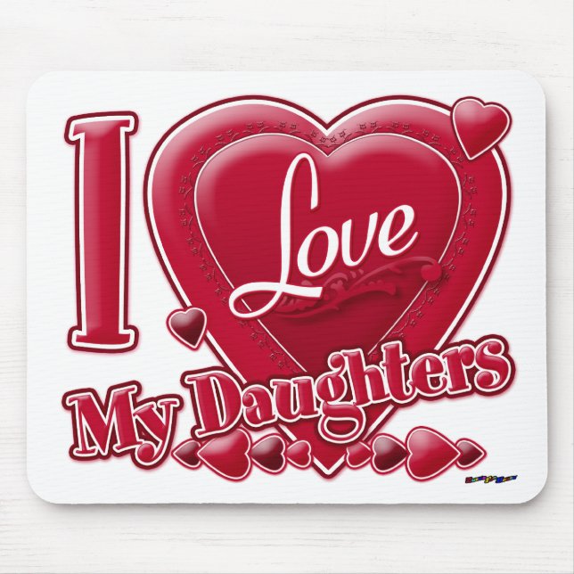 I Love My Daughters red - heart Mouse Pad (Front)