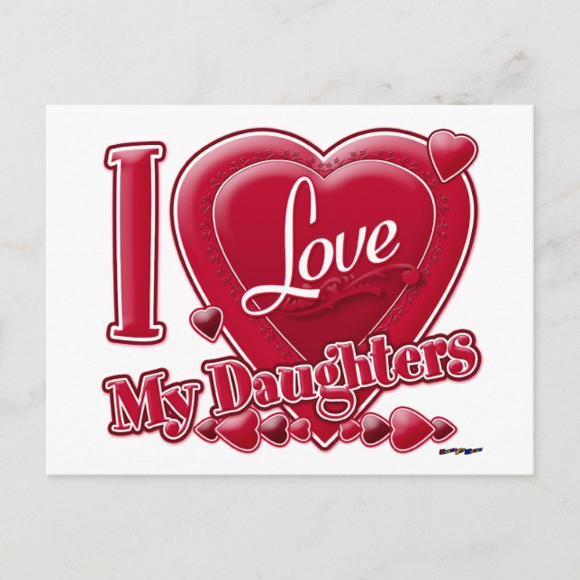 I Love My Daughters red - heart Postcard (Front)