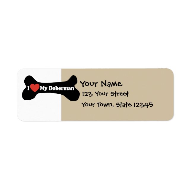 I Love My Doberman - Dog Bone Return Address Label (Front)