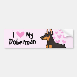 I Love My Doberman Pinscher (pointy ears) Bumper Sticker
