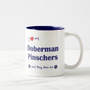 I Love My Doberman Pinschers (Multiple Dogs) Two-Tone Coffee Mug