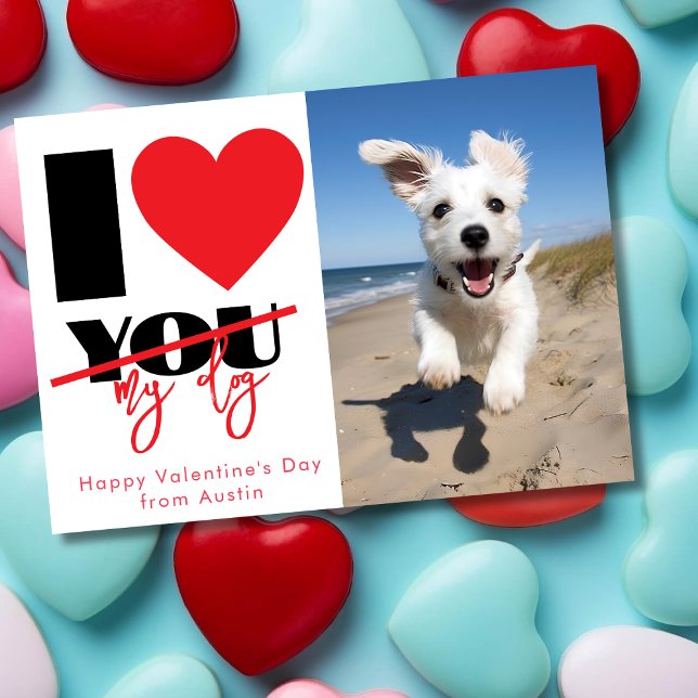 I love my dog, cat, any pet funny Valentine's day Holiday Card (Creator Uploaded)