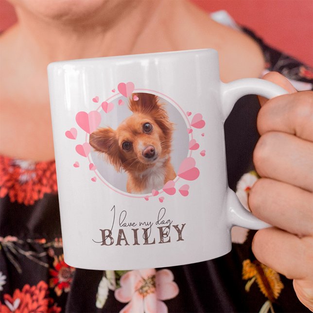 I Love My Dog Cat Pet with Custom Photo & Name Mug (I Love My Dog Mug)