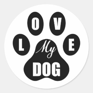 I Love My Dog Classic Round Sticker