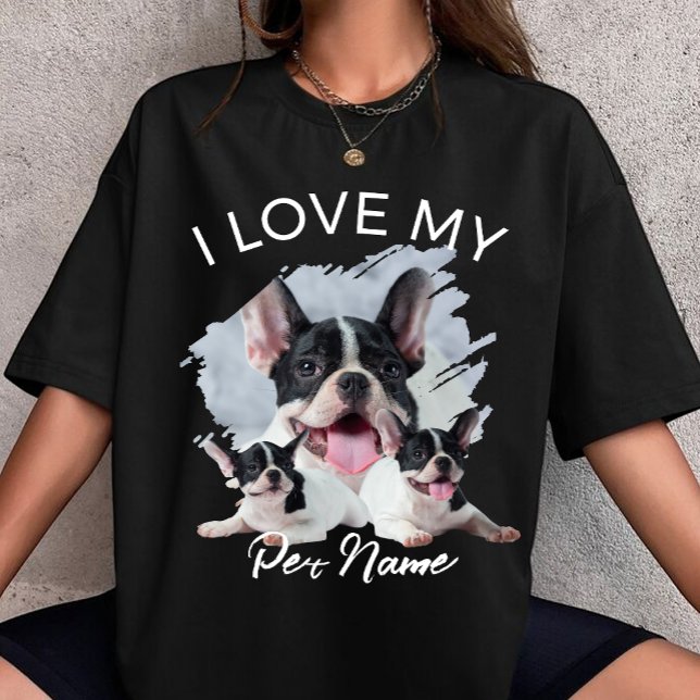 I Love My Dog Custom Photo Pet Cat Personalised  T-Shirt (Creator Uploaded)
