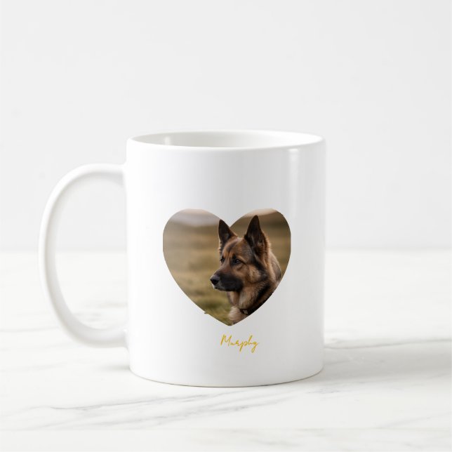 I love my dog customized image and name coffee mug (Left)