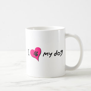 I Love My Dog Cute Paw Print on Heart Coffee Mug