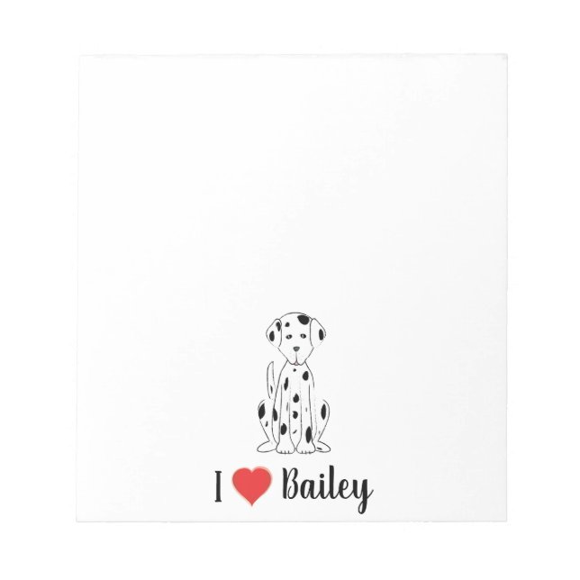 I Love My Dog Cute Personalised Whimsical  Notepad (Front)