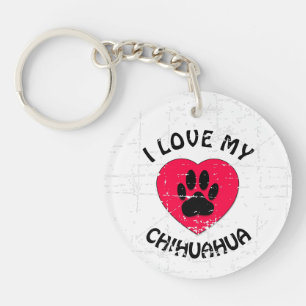 I love My Dog Distressed Version Key Ring