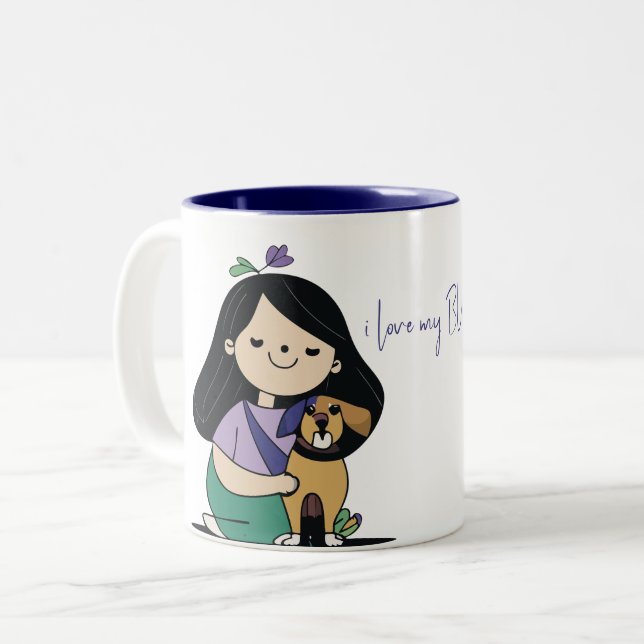 I Love My Dog - Female Edition 1 Two-Tone Coffee Mug (Front Left)
