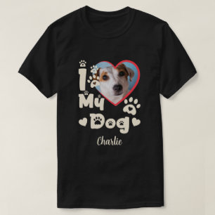 I Love My Dog Heart Personalised Photo & Name T-Shirt
