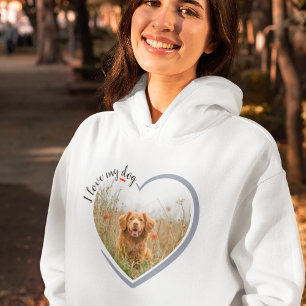 I Love My Dog Heart Photo  Hoodie