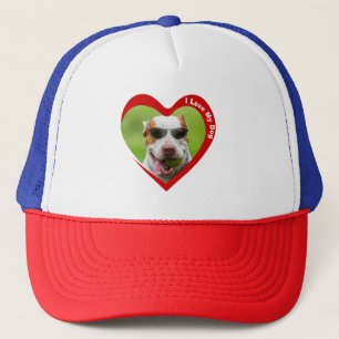 I Love My Dog Heart Photo Trucker Hat