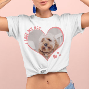 I Love My Dog Heart Photo White T-Shirt