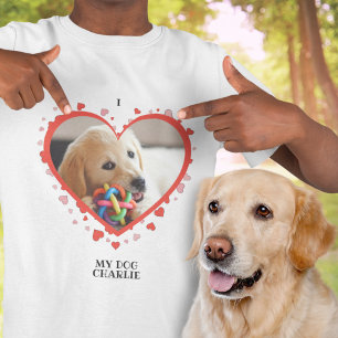 I Love My Dog Heart with Pet Photo and Name T-Shirt