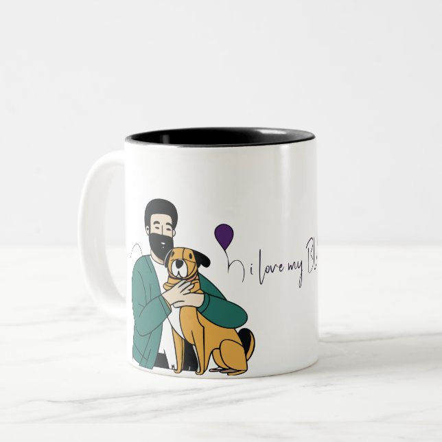 I Love My Dog - Male Edition 3 Two-Tone Coffee Mug (Front Left)