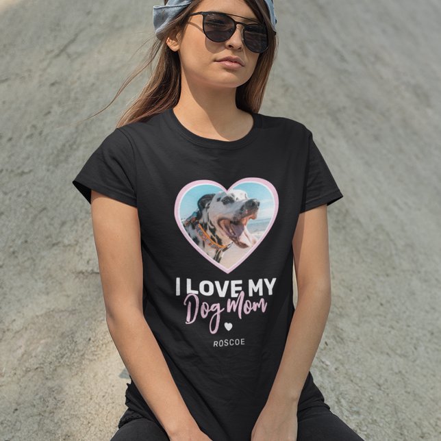 I Love My Dog Mum Heart Photo T-Shirt (Creator Uploaded)