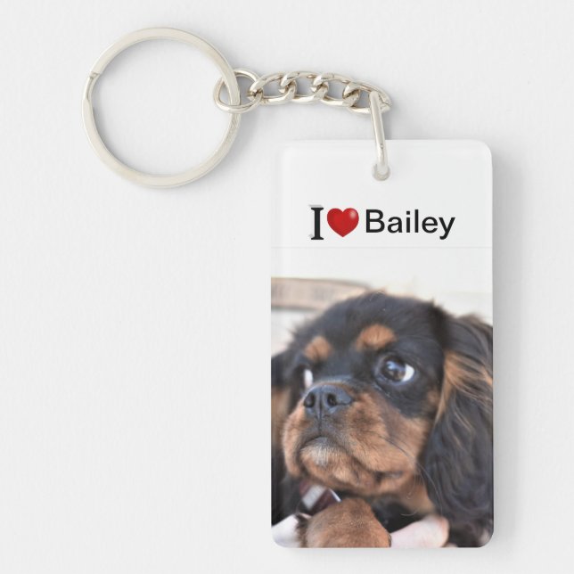 I Love My Dog personalised photo  Key Ring (Front)