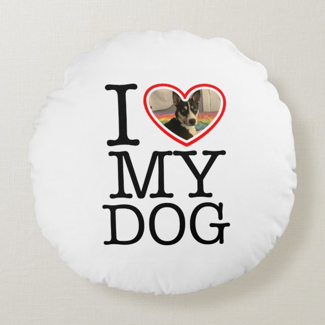 I Love My Dog Personalised Pillow (Front)