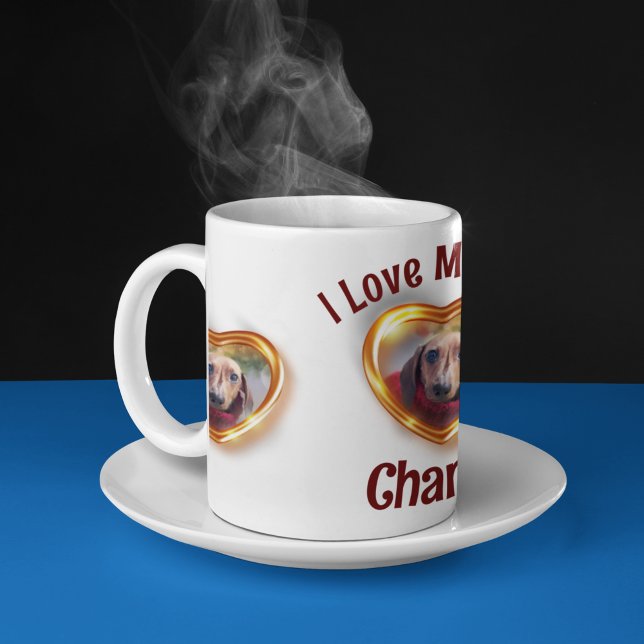 I Love My Dog Pet Glowing Heart Coffee Mug (Creator Uploaded)
