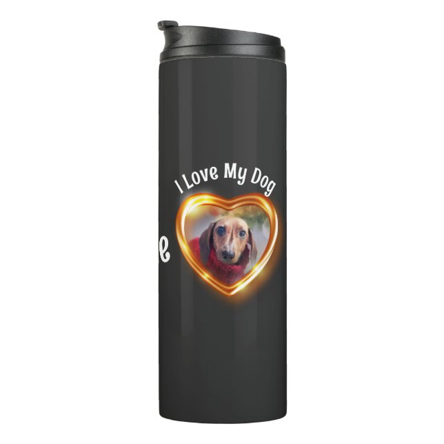 I Love My Dog Pet Glowing Heart Thermal Tumbler (Rotated Right)