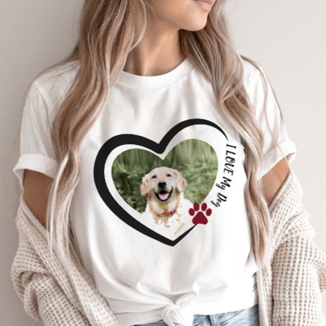 I Love My Dog Pet Parent Heart Photo  T-Shirt (Creator Uploaded)