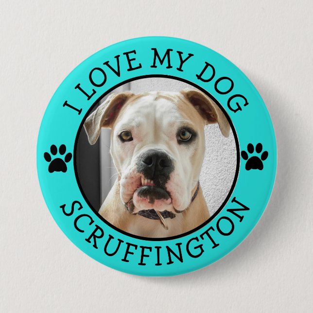 I Love My Dog Photo 7.5 Cm Round Badge (Front)