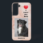 I Love My Dog photo and name on Pink Marble Samsung Galaxy Case<br><div class="desc">Put your dog's picture and name on this cute I Love My Dog photo and name on Pink Marble Background

After adding your dog's photo and name,  scroll through and find your phone brand before ordering.</div>