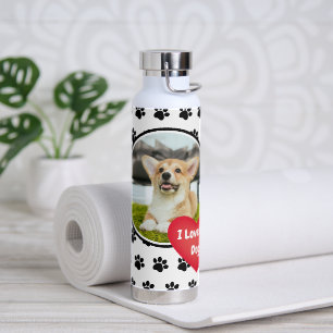 I Love My Dog Photo Water Bottle