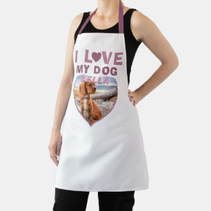I love my Dog Pink Heart Photo Pet Name Apron