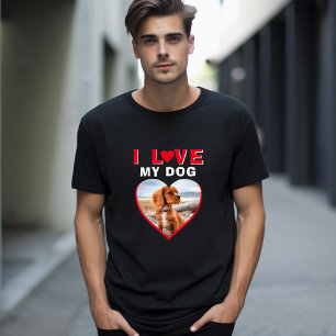 I love my Dog Red Heart Photo Pet Name T-Shirt