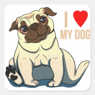 I Love My Dog Square Sticker
