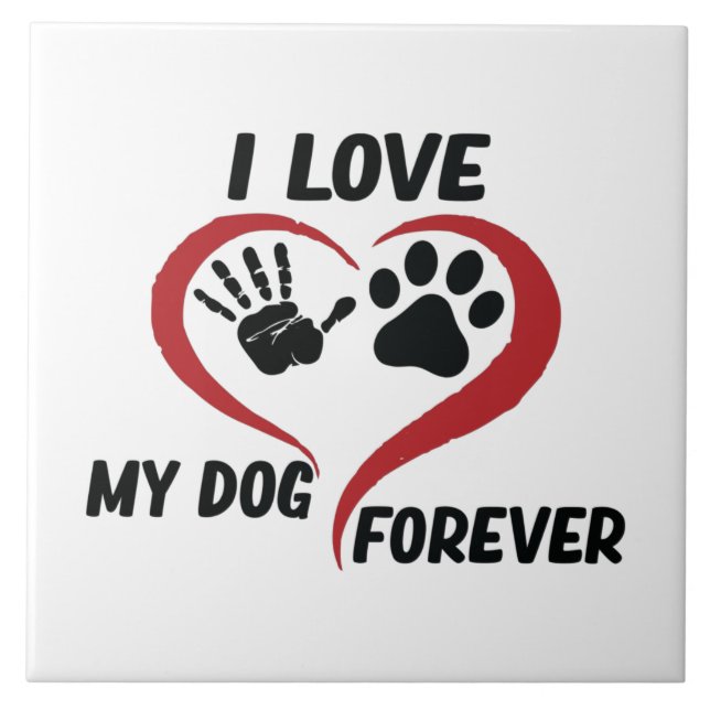 I love my dog throw pillow ceramic tile (Front)