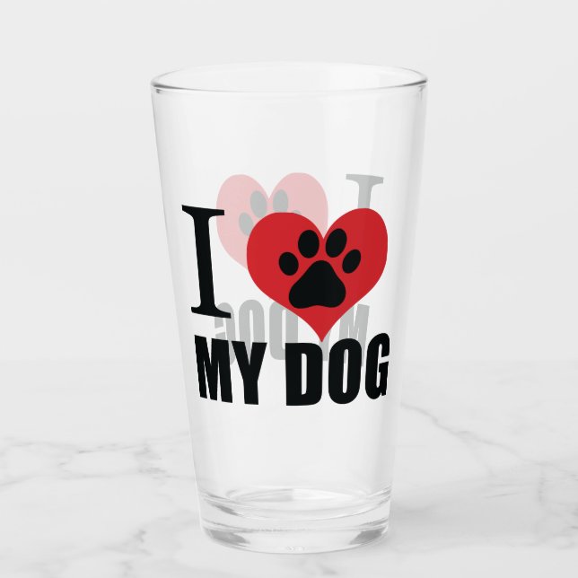 I love my dog throw pillow glass (Front)