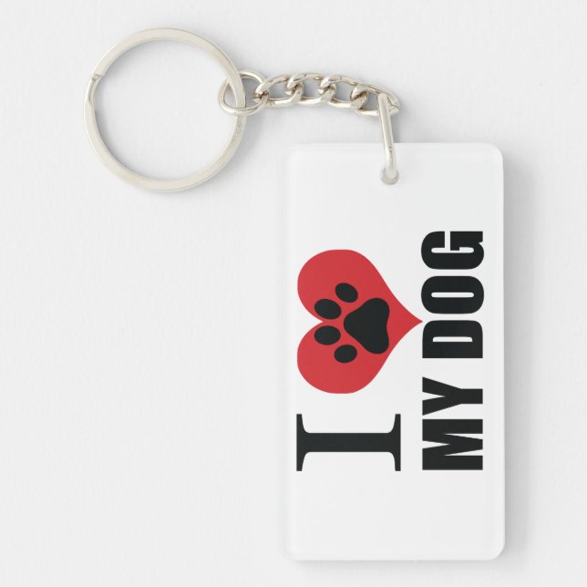 I love my dog throw pillow key ring (Front)